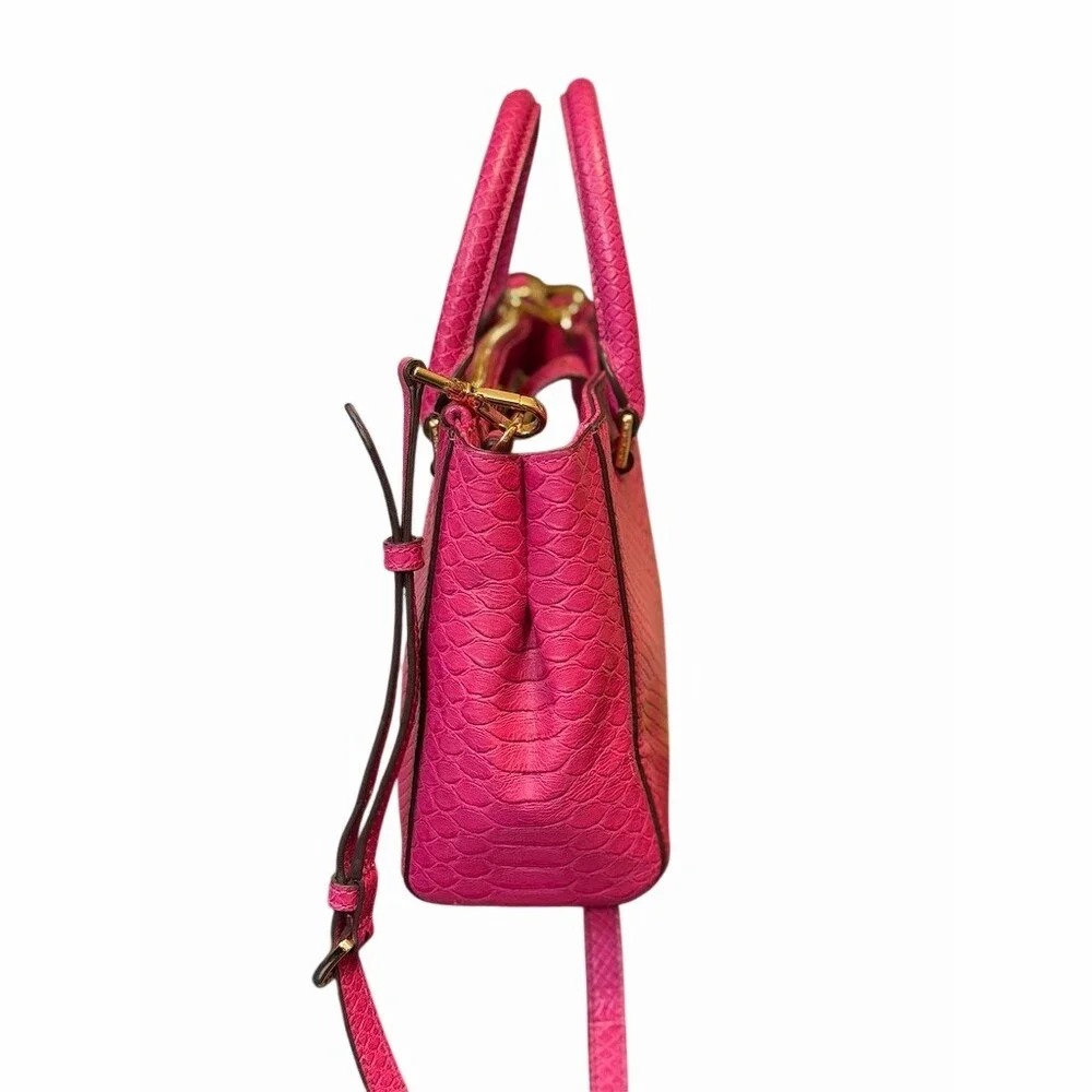 Michael Kors Adele Satchel/Crossbody Bag Fushia Croc Embossed